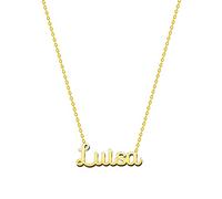 cotigo Namenskette aus Stahl - inklusive Karte mit schöner Bedeutung - silberner oder goldener Namensanhänger - personalisierte Geschenke für Frauen - Geburtstag (Luisa-Golden)