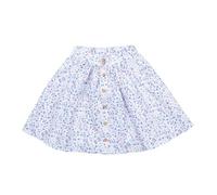 Cotokids Kinder Rock - Weiß mit blauem Blumenmuster, elastischer Bund, leicht & bequem, vielseitig kombinierbar | Walkiddy Blau 116