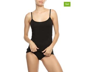 COTONELLA 2er-Set: Hemdchen in Schwarz - Größe L | Damen Loungewear