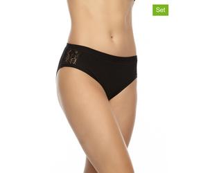 COTONELLA 4er-Set: Slips in Schwarz - Größe XXL | Damen Unterteile
