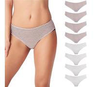 Cotonella Damen-Slip Midi mit extra bequemen Kanten, bielastische Baumwolle, Weiß, Schwarz und bunte Muster, Größen 2/S - 6/XXL, 3er-Pack, 8 Slips Ad191, XL