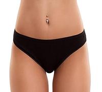 Cotonella Damen-Slip mit niedriger Taille aus elastischer Baumwolle Art. 3165 - Packung mit 6 Stück - Farben Weiß und Schwarz, Schwarz , 4