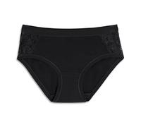 Cotonella, Midi-Slip aus weicher bi-elastischer Baumwolle - Kanten an Taille und Beinen extracomfort - Seiteneinsatz aus weicher elastischer Spitze - Art. 248, Schwarz , XXL