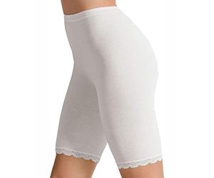 COTONELLA Women's L'Altra White Lace Cotton 2 Pack Long Highwaist Brief 42