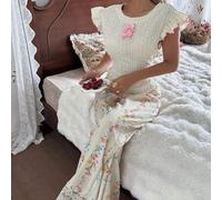 Cottage Slumber V-Ausschnitt Rücken Kurzarm + Ditsy Floral Lange Hose Jacquard Pyjama Set