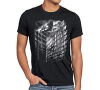 CottoCloud Jaeger Flying Herren T-Shirt AOT Titan on Attack, Größe:XL, Farbe:Schwarz