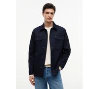 Hemdjacke TOMMY HILFIGER "COTTON BLEND SHIRT JACKET", Herren, Gr. M, blau (desert sky), Web, Obermaterial: 98% Baumwolle, 2% Elasthan, unifarben, regular fit hüftbedeckend, 1-Knopf-Manschette mit Schl