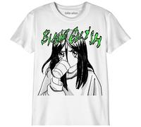 cotton division Billie Eilish Unisex-T-Shirt für Kinder, Artikelnummer: BobilLITS001, Weiß, Größe 8 Jahre, weiß, 8 Jahre