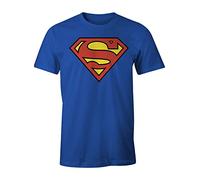 Cotton Division Offizielles Superman-T-Shirt für Herren von DC Comics | T-Shirt mit graphischer Grafik, Tendance Cadeau G equemer Baumwolle, Logo-Aufdruck, Kobalt, groß