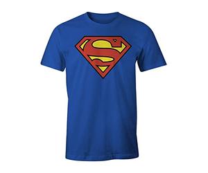 Cotton Division Offizielles Superman-T-Shirt für Herren von DC Comics | T-Shirt mit graphischer Grafik, Tendance Cadeau G equemer Baumwolle, Logo-Aufdruck, Kobalt, X-Large