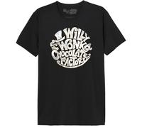 cotton division Willy Wonka Circle Logo MEWONKATS003 Herren-T-Shirt, Schwarz, Größe S, Schwarz, S