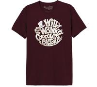 cotton division Willy Wonka Circle Logo MEWONKATS003 T-Shirt, Burgundy, Größe S, Burgunderrot, S