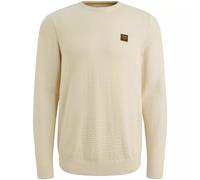 Strickpullover PME LEGEND, Herren, Gr. XL, bone weiß, Strick, Obermaterial: 100% Baumwolle, unifarben, regular fit hüftbedeckend, Rundhals, Flachstrickbündchen, Pullover Strickpullover, mit Strick-Mus