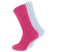 Cotton Prime 2 Paar Alpaka Socken, Wollsocken mit warmer Alpakawolle für Damen und Herren, pink/hellblau, Gr. 35-38