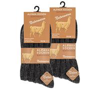 Cotton Prime 4 Paar Alpaka Socken, Wollsocken mit warmer Alpakawolle für Damen und Herren, grau, Gr. 35-38