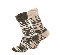 Cotton Prime Thermosocken Wintersocken mit Wolle Damen und Herren 2 Paar Warme Dicke Thermo Socken, grün-beige, Gr. 39-42