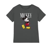 Cotton Soul Disney Mickey Mouse 90s Classic Girls T Shirt, Charcoal, 9-10 Years