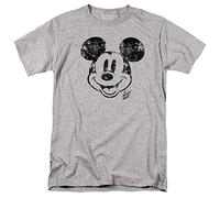 Cotton Soul Disney Mickey Mouse Face Distress T-Shirt, Grau meliert, grey heather, M
