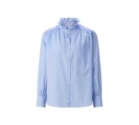 Cotton Striped Blouse with Ruffle Blau 40