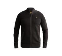 Cardigan PME LEGEND, Herren, Gr. L, schwarz (obsidian), Strick, Obermaterial: 100% Baumwolle, unifarben, regular fit hüftlang, Rundhals, Rippstrickbündchen, Strickjacken, mit markanter Struktur, Baumw