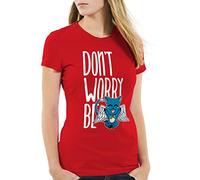 CottonCloud Don't Worry be Happy Damen T-Shirt Fairy Anime Manga Japan Tail, Farbe:Rot, Größe:S
