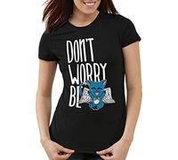 CottonCloud Don't Worry be Happy Damen T-Shirt Fairy Anime Manga Japan Tail, Farbe:Schwarz, Größe:XXL