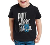 CottonCloud Don't Worry be Happy T-Shirt für Kinder Fairy Anime Manga Japan Tail, Farbe:Schwarz, Größe:140