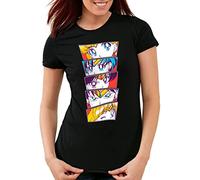 CottonCloud Pretty Sailor Team Damen T-Shirt Moon Anime Manga Cosplay Crystal, Größe:L