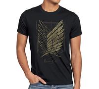CottonCloud Protect The Wall Herren T-Shirt AOT on Attack Anime Titan, Größe:3XL, Farbe:Schwarz