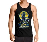 CottonCloud Sailor Mercury Herren Tank Top Moon Anime Manga Cosplay Crystal, Größe:L