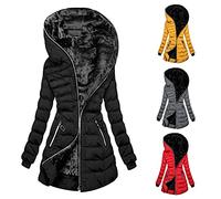 coupons amazon rabatt Steppjacke Damen Warmer Lang Winterjacke Gefüttert Fleece Daunenjacke Baumwolle Elegant Pufferjacke Langarm Fleecejacke mit Kapuze Wintermantel Winter Outdoor Trachtenjacke