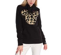 Course Damen Hoodie Original Mickey Mouse Flock Fake Fur Animal Print Leo Disney, Schwarz, XS