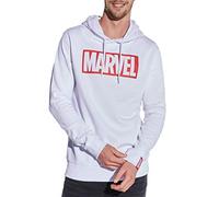 Course Herren Hoodie Original Lizenz Marvel Kapuzenpullover Sweat Logo, Weiß, XXL