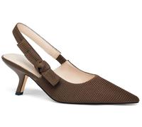 Coutgo Damen Slingback Kitten Heels Geschlossene Spitze Spitze Schleife Strick Slip On Arbeitspumps Kleid Schuhe, Geripptes Braun., 6.5