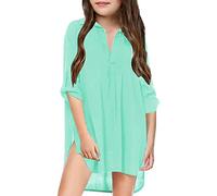 Cover Up Strandkleid Mädchen Kinder-Badeanzug für kleine Mädchen, Strandvertuschung für Mädchen, Chiffon-Shirt, Bikini, Badeanzug, Strandkleid, Schwimmvertuschung Mädchen (Mint Green, 10-11 Years)