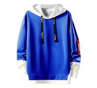Covisoty Hoodie Herren Pullover Langarm Classic Männer Sweatjacke Kapuzenpullover Casual Farbblock Sweatshirt Klein Blue 5XL