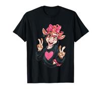 Cow Girl Double Peace Zeichen Rosa Brille Pop Grafik Verspielt T-Shirt