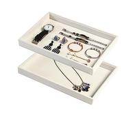 Coward Schmuck-Organizer-Tablett, stapelbar, Beige, Samt, blanko, für Perlen, Armbänder, Halsketten, Ohrringe, Verkaufs- oder Heim-Show, 2 Stück
