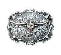 Cowboy-Gürtelnschnitte, westliche Gürtelnschnitte, Western Cowboys Gürtelschnallen 1 Stück Western Cowboys Gürtelschnallen for Männer Rodeo Gold Bull Head Alloy Metal Bundknopf(Silver)