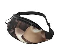 Cowboy-Gürteltasche mit schwarzem Hut, Westernstiefel, für Herren und Damen, modisch, zum Laufen, wasserdicht, Crossbody-Tasche, Überall, Gürteltasche mit verstellbarem Riemen, Sport-Hüfttasche für