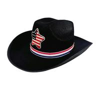 Cowboy Hat, Patriotic 4th of July Flag Hat, Wide Brim Five-Pointed Star Western Costume Accessory for Party, Parade, Festival, BBQ, Outdoor Event, Unisex Country Style, Summer Dress-Up 29x39x13cm