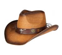 Cowboy-Hut, braun, Stierkopf, Silber, Country Prestige Wrangler - Größe: Einheitsgröße - Farbe: Braun - Unisex, braun, Einheitsgröße