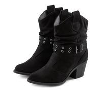 Cowboy Stiefelette LASCANA, Damen, Gr. 41, schwarz, Obermaterial: 100% Textilmaterial. Futter: 100% Textilmaterial. Decksohle: 100% Lederimitat. Laufsohle: 100% Synthetik, unifarben, modisch, Schuhe C