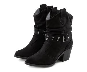 Cowboy Stiefelette LASCANA "Sommerstiefelette", Damen, Gr. 41, schwarz, Obermaterial: 100% Textilmaterial. Decksohle: 100% Lederimitat. Futter: 100% Textilmaterial. Laufsohle: 100% Synthetik, unifarbe