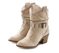 Cowboy Stiefelette LASCANA "Sommerstiefelette", Damen, Gr. 44, beige, Obermaterial: 100% Textilmaterial. Decksohle: 100% Lederimitat. Futter: 100% Textilmaterial. Laufsohle: 100% Synthetik, unifarben,