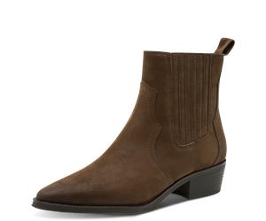 Cowboy Stiefelette MARCO TOZZI "AZARO", Damen, Gr. 38, braun (braun, cafe), Nubuklederimitat, used, Schuhe, Chelseaboots, Ankleboots im stylischen Used-Look (20530761-38) braun, cafe