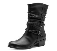 MARCO TOZZI Damen Stiefeletten mit Absatz aus Kunstleder mit Schnallen, Schwarz (Black), 38