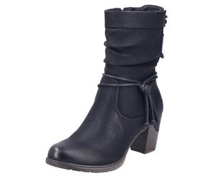 Cowboy Stiefelette RIEKER, Damen, Gr. 38, schwarz, Nubuklederimitat, unifarben, Schuhe, Westernstiefelette, Stiefelette mit Slouchy-Schaft (76505259-38) schwarz