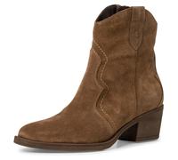 Cowboy Stiefelette TAMARIS, Damen, Gr. 36, braun, Veloursleder, unifarben, Schuhe Cowboy Stiefelette, Blockabsatz, Festival, Western-Boots mit modischen Kontrastnähten (46597634-36)