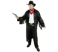 Cowboy: Westernmantel, Fransen, schwarz, Erwachsenen-Größe:54